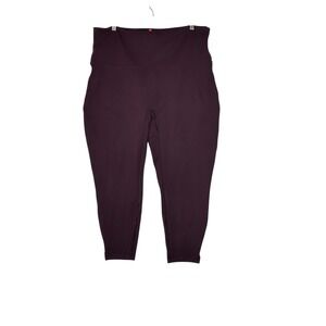 SPANX Petite 3X Maroon Crop Leggings High Waist Tummy Control Plus Size Pants